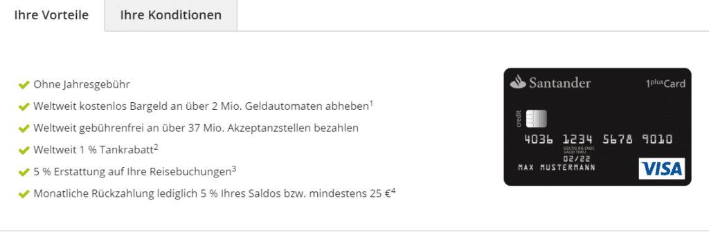 Santander 1plus Visa Test